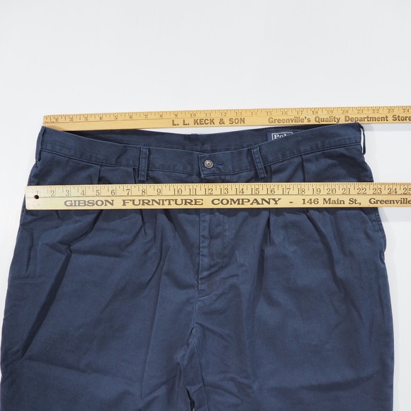 Polo Ralph Lauren Chino Shorts Mens 42T Navy Blue Pleated Front Cotton Casual - Picture 7 of 10